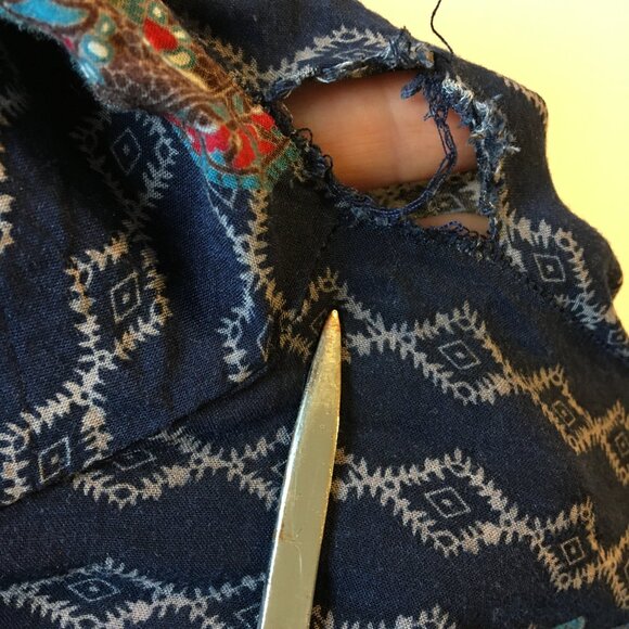 Southern Stitch Tunic Mini Dress Womens XXL Navy Print Tassels Boho Flowy - Picture 6 of 12